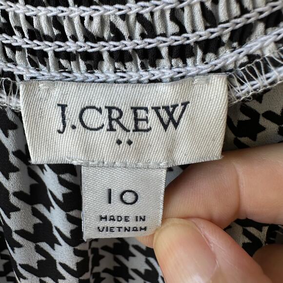 J.Crew Houndstooth Midi Dress 10 Black White Thanksgiving Fall Cottagecore Mod - Picture 6 of 8
